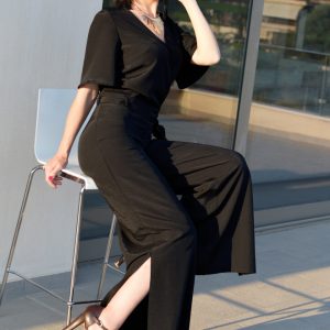 BLACK EVENING MAXI JUMPSUIT